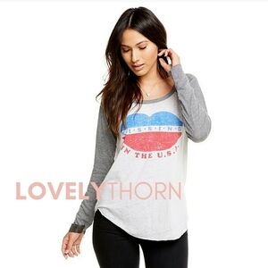 CHASER // kissing in the USA slightly distressed burn out tee long sleeved top
